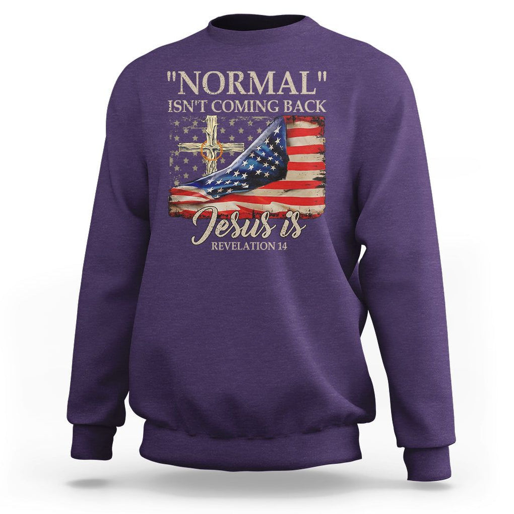 Easter Day Sweatshirt Normal Isn't Coming Back Jesus Is U.S. Christian Flag TS09 Purple Printyourwear