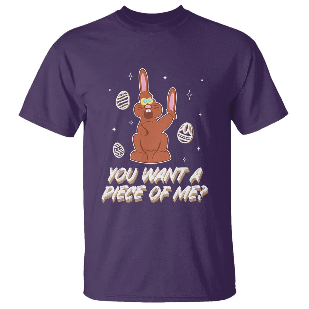 Easter Day T Shirt You Want A Piece Of Me Chocolate Bunny TS09 Purple Printyourwear
