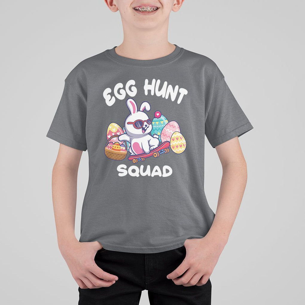Easter Day T Shirt For Kid Egg Hunt Squad Cool Bunny Funny Hunting Season TS09 Charcoal Printyourwear