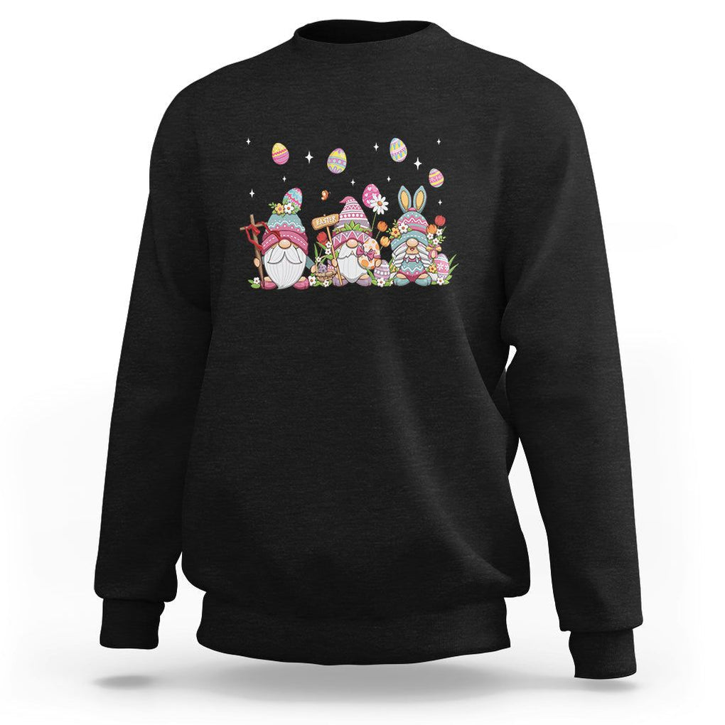 Easter Day Cute Gnomies Egg Hunting Sweatshirt TS09 Black Printyourwear