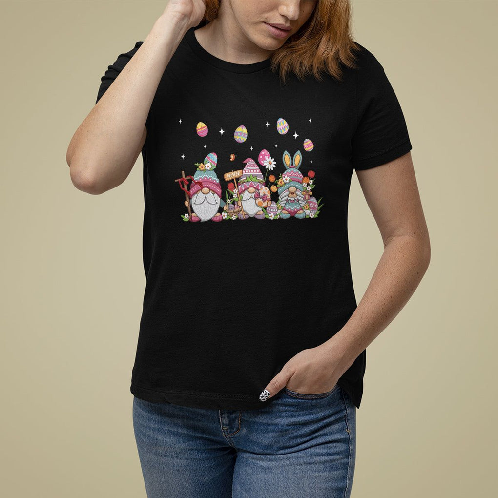 Easter Day Cute Gnomies Egg Hunting T Shirt For Women TS09 Black Printyourwear