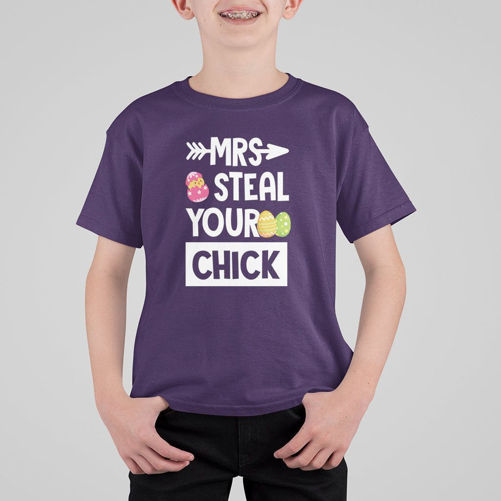 Easter Day T Shirt For Kid Mrs. Steal Your Chick Funny Egg Baby Chicken TS09 Purple Printyourwear