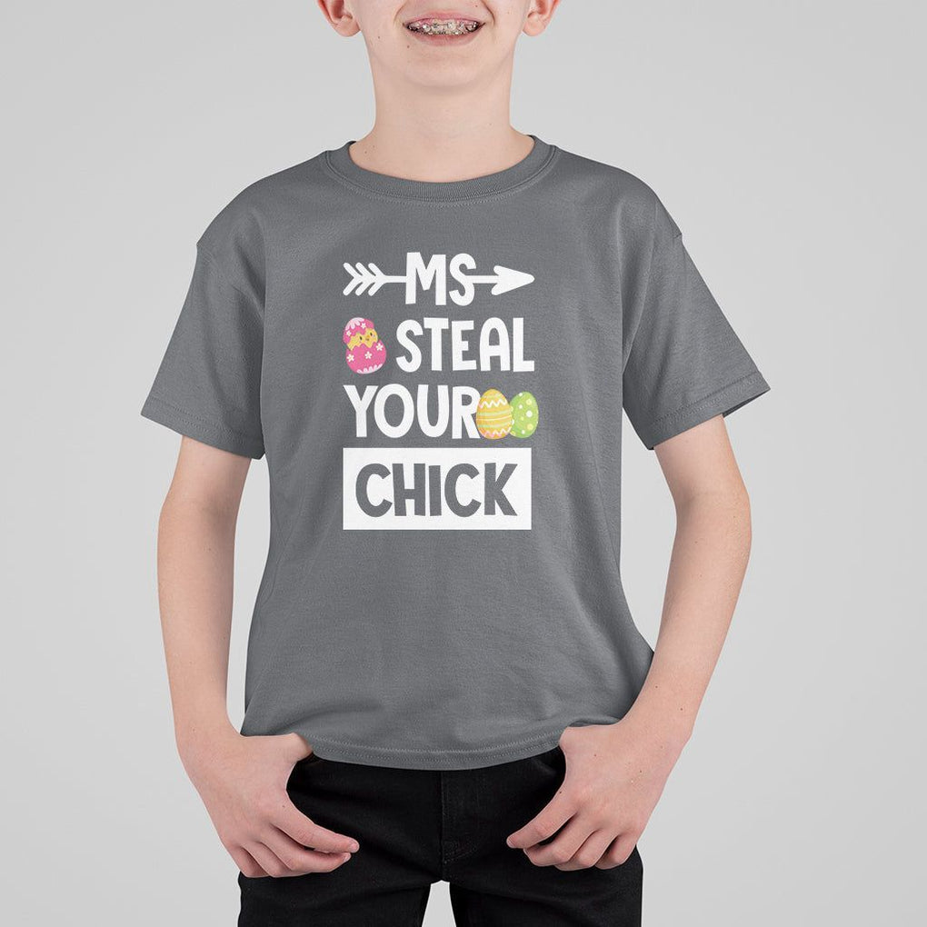 Easter Day T Shirt For Kid Ms. Steal Your Chick Funny Egg Baby Chicken TS09 Charcoal Printyourwear