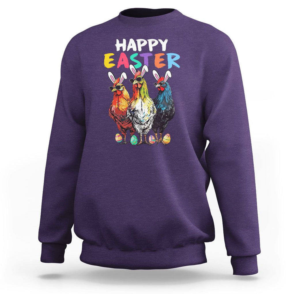 Easter Day Sweatshirt Funny Chicken Bunny Costume Farmer Farm Animal TS09 Purple Printyourwear
