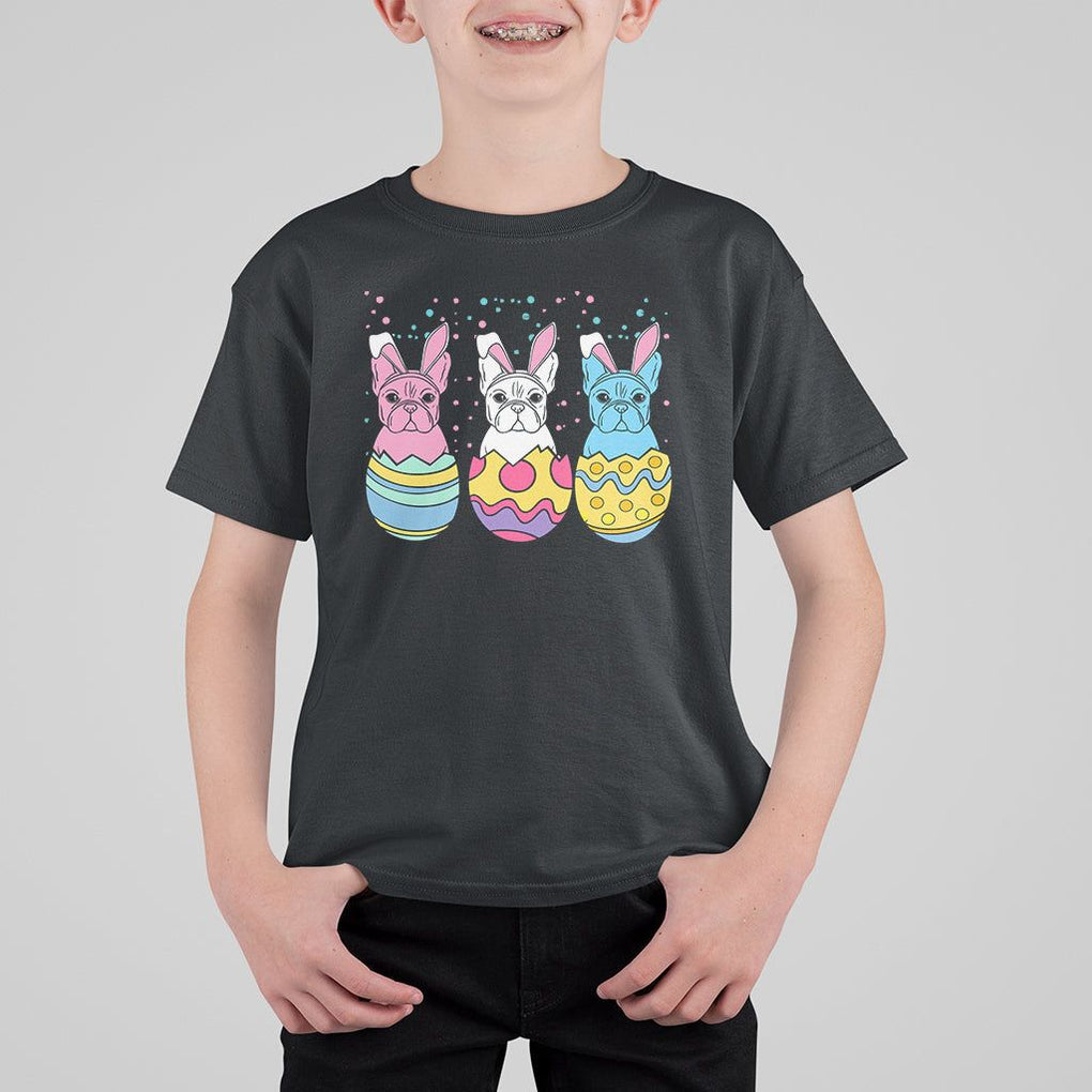 Easter Day T Shirt For Kid Cute Bunny French Bulldogs Frenchie Dog Lover TS09 Black Printyourwear
