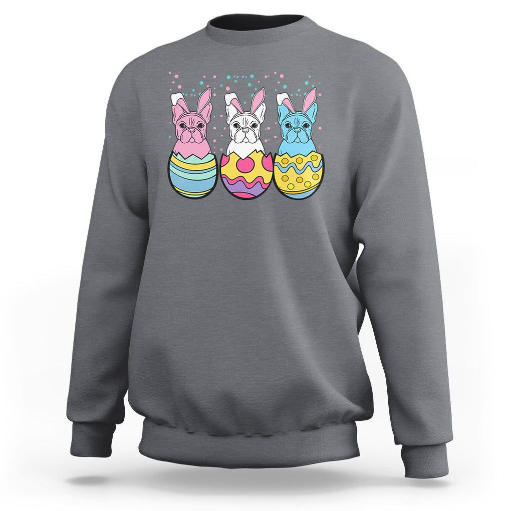 Easter Day Sweatshirt Cute Bunny French Bulldogs Frenchie Dog Lover TS09 Charcoal Printyourwear