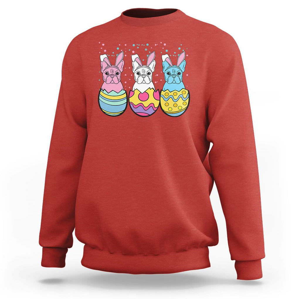 Easter Day Sweatshirt Cute Bunny French Bulldogs Frenchie Dog Lover TS09 Red Printyourwear