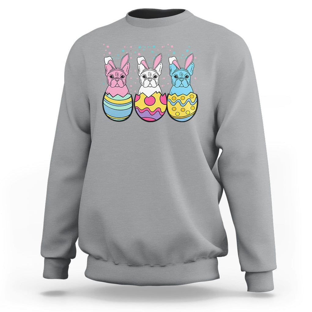 Easter Day Sweatshirt Cute Bunny French Bulldogs Frenchie Dog Lover TS09 Sport Gray Printyourwear