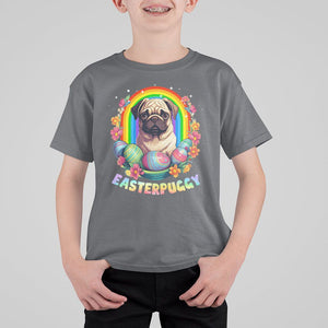 Easter Day T Shirt For Kid Easterpuggy Funny Pug Dog Lover Egg Basket TS09 Charcoal Printyourwear