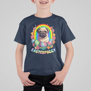Easter Day T Shirt For Kid Easterpuggy Funny Pug Dog Lover Egg Basket TS09 Navy Printyourwear