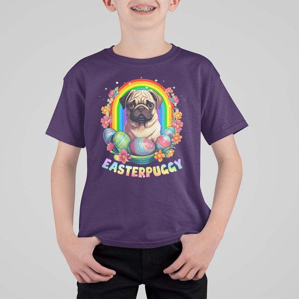 Easter Day T Shirt For Kid Easterpuggy Funny Pug Dog Lover Egg Basket TS09 Purple Printyourwear