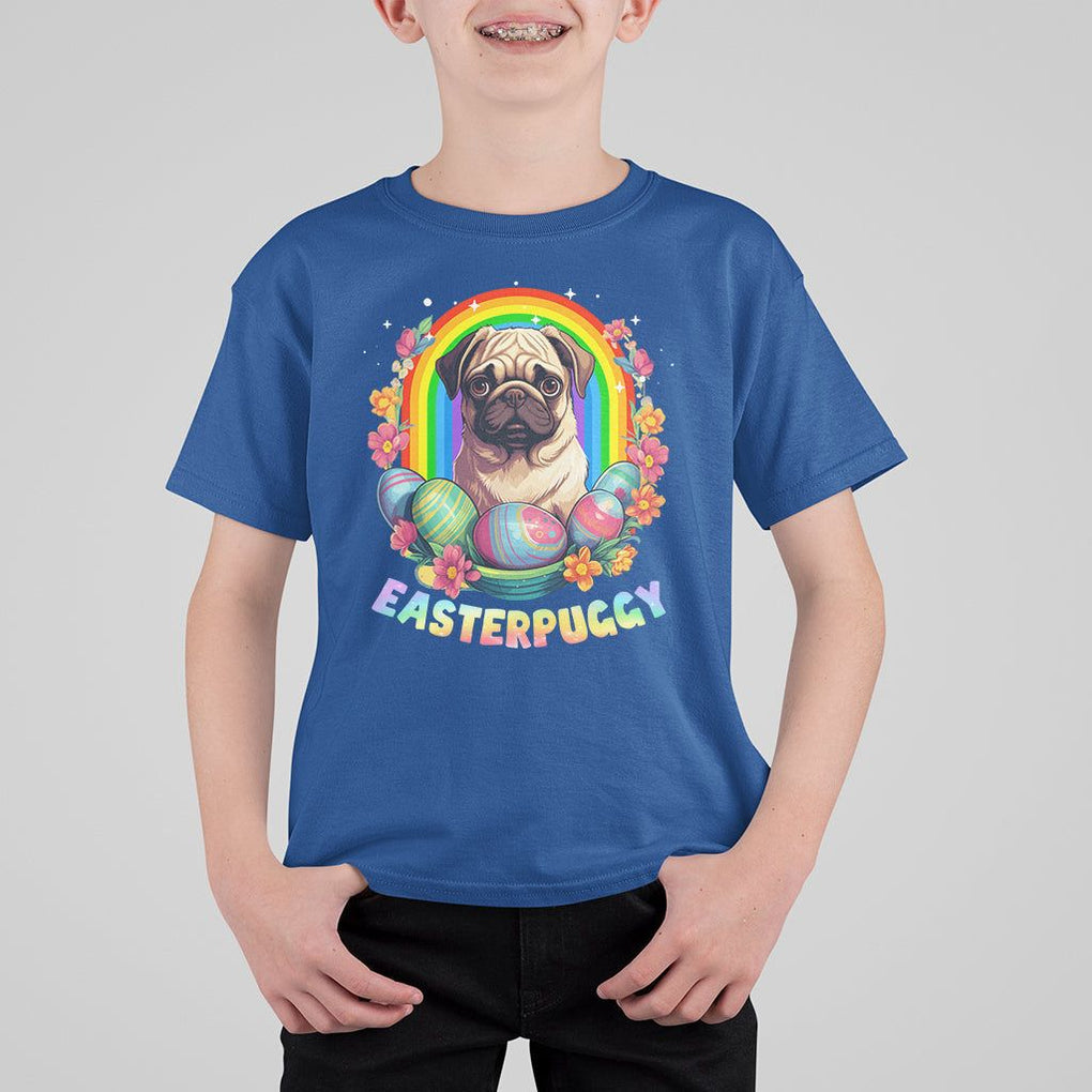 Easter Day T Shirt For Kid Easterpuggy Funny Pug Dog Lover Egg Basket TS09 Royal Blue Printyourwear