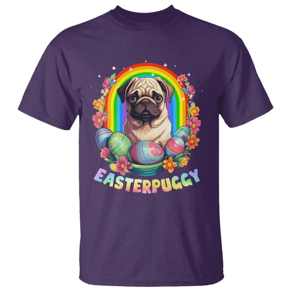 Easter Day T Shirt Easterpuggy Funny Pug Dog Lover Egg Basket TS09 Purple Printyourwear