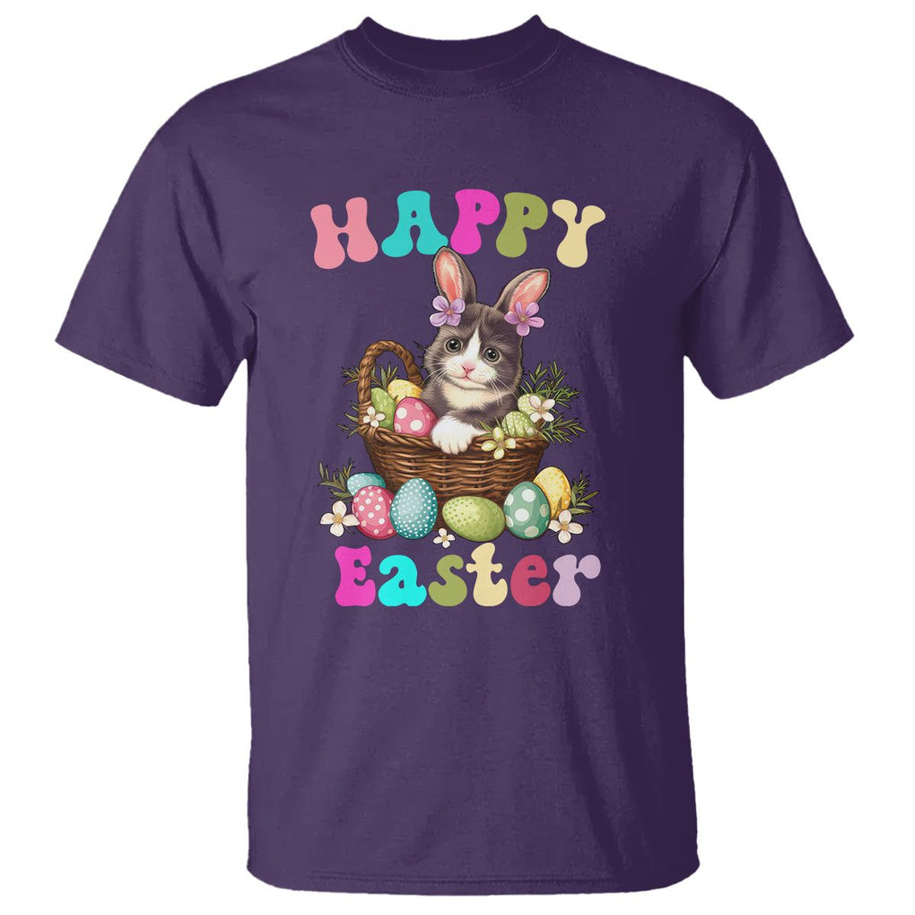 Easter Day T Shirt Cute Cat Bunny Costume Egg Basket TS09 Purple Printyourwear