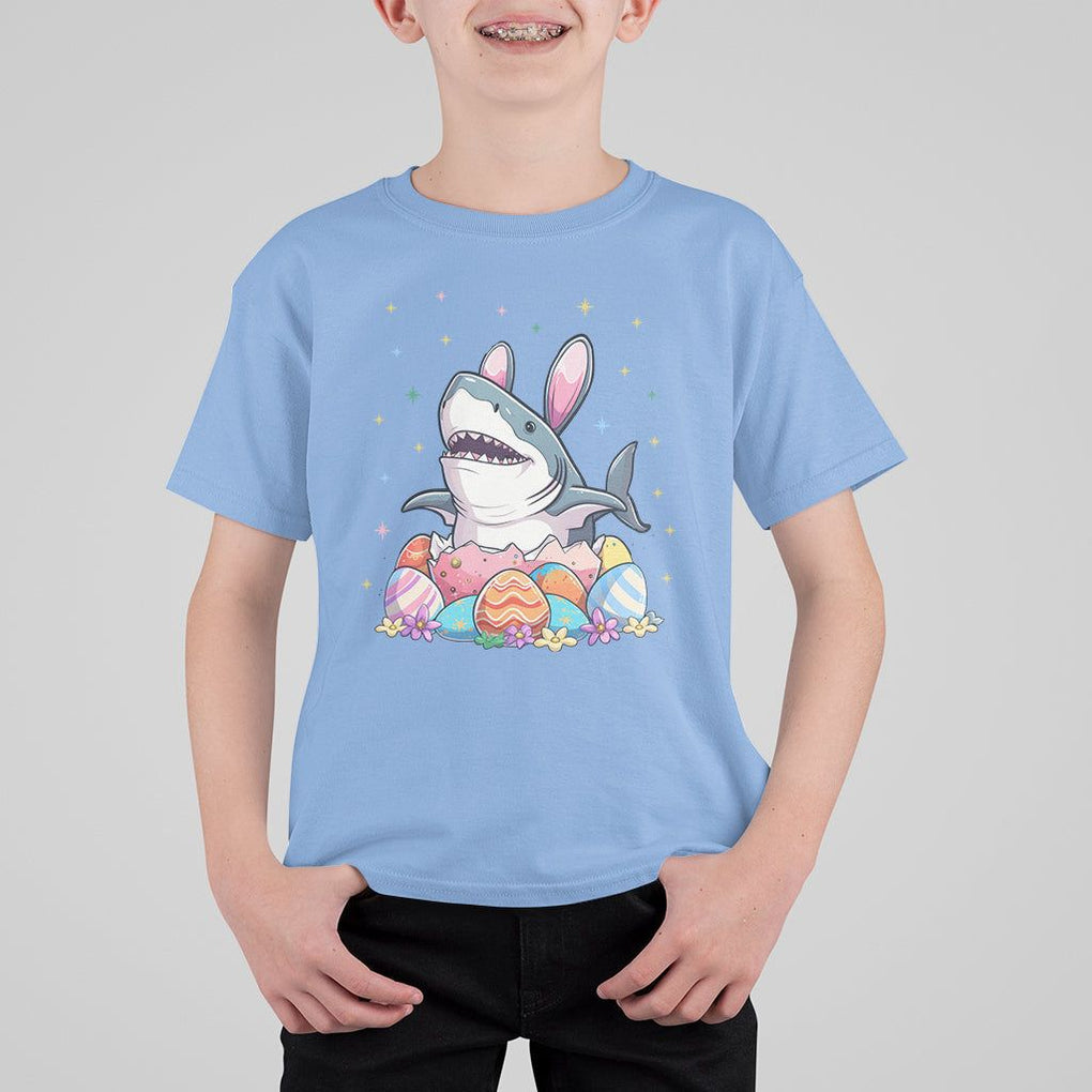 Easter Day Cute Bunny Shark Egg Basket T Shirt For Kid TS09 Carolina Blue Printyourwear