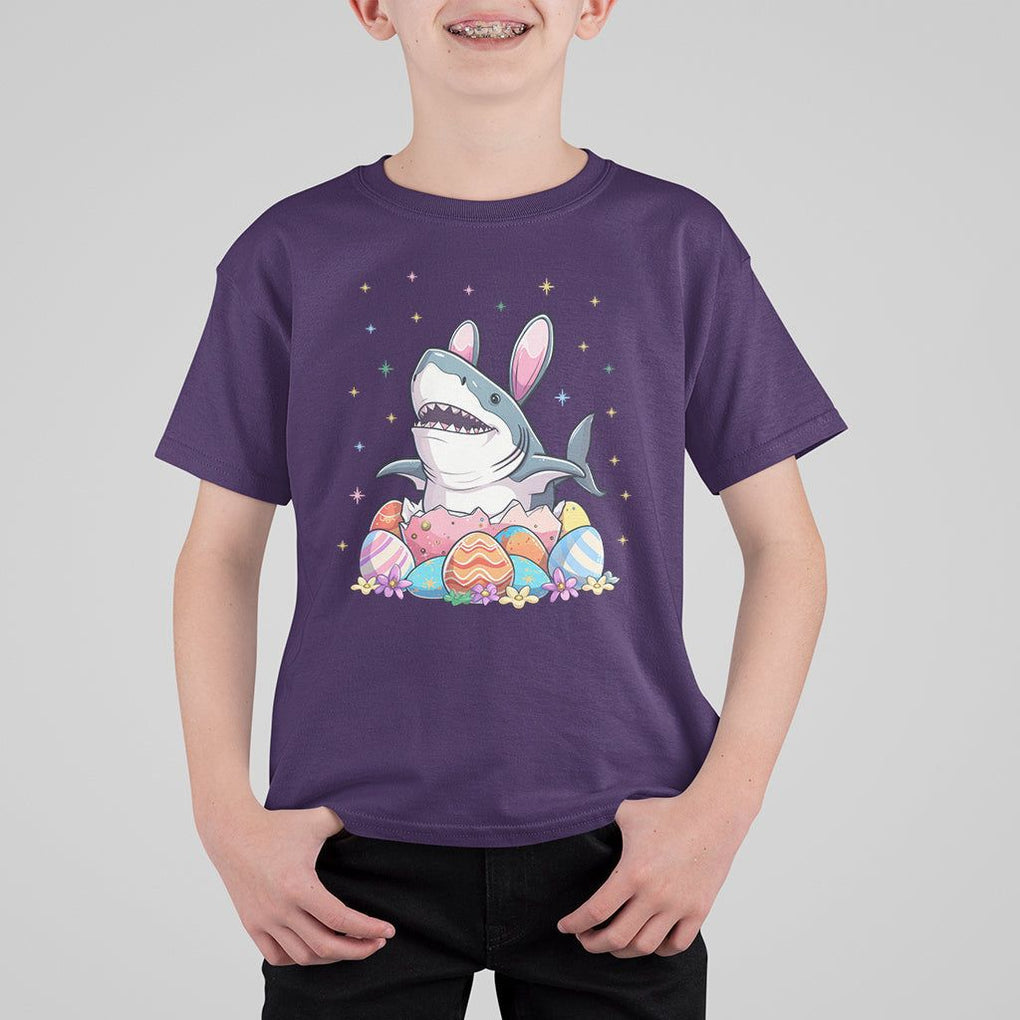 Easter Day Cute Bunny Shark Egg Basket T Shirt For Kid TS09 Purple Printyourwear