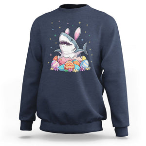 Easter Day Cute Bunny Shark Egg Basket Sweatshirt TS09 Navy Printyourwear