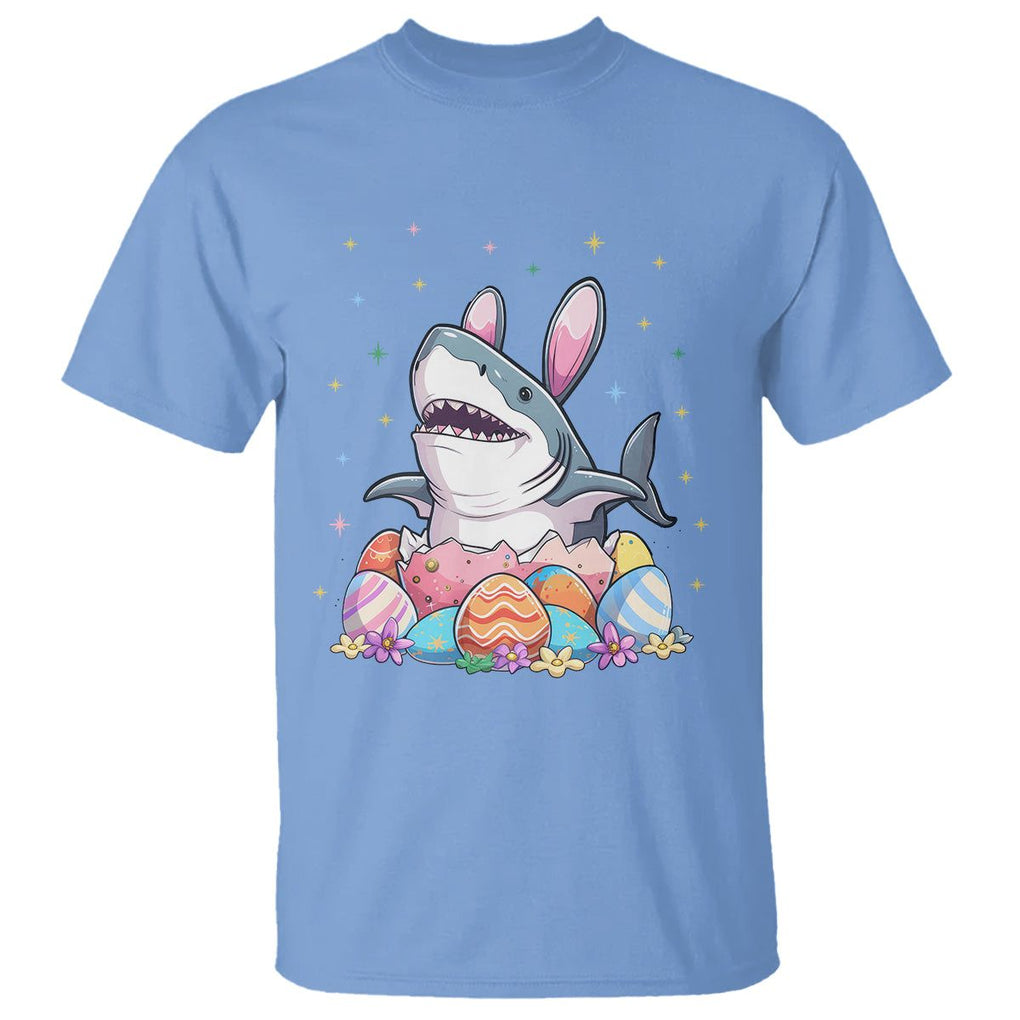 Easter Day Cute Bunny Shark Egg Basket T Shirt TS09 Carolina Blue Printyourwear