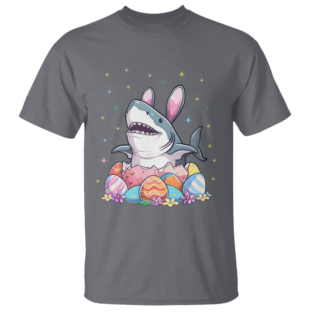 Easter Day Cute Bunny Shark Egg Basket T Shirt TS09 Charcoal Printyourwear