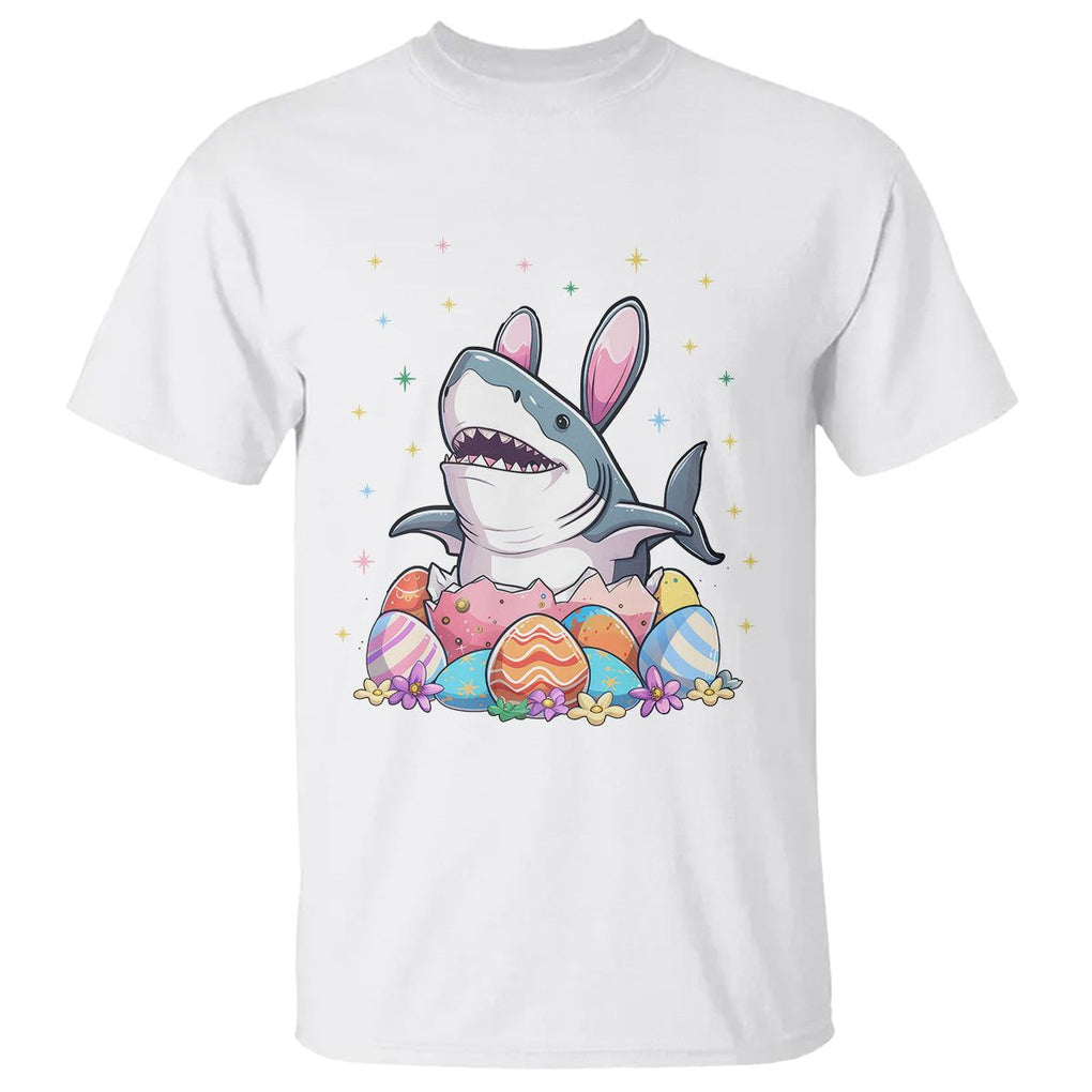 Easter Day Cute Bunny Shark Egg Basket T Shirt TS09 White Printyourwear