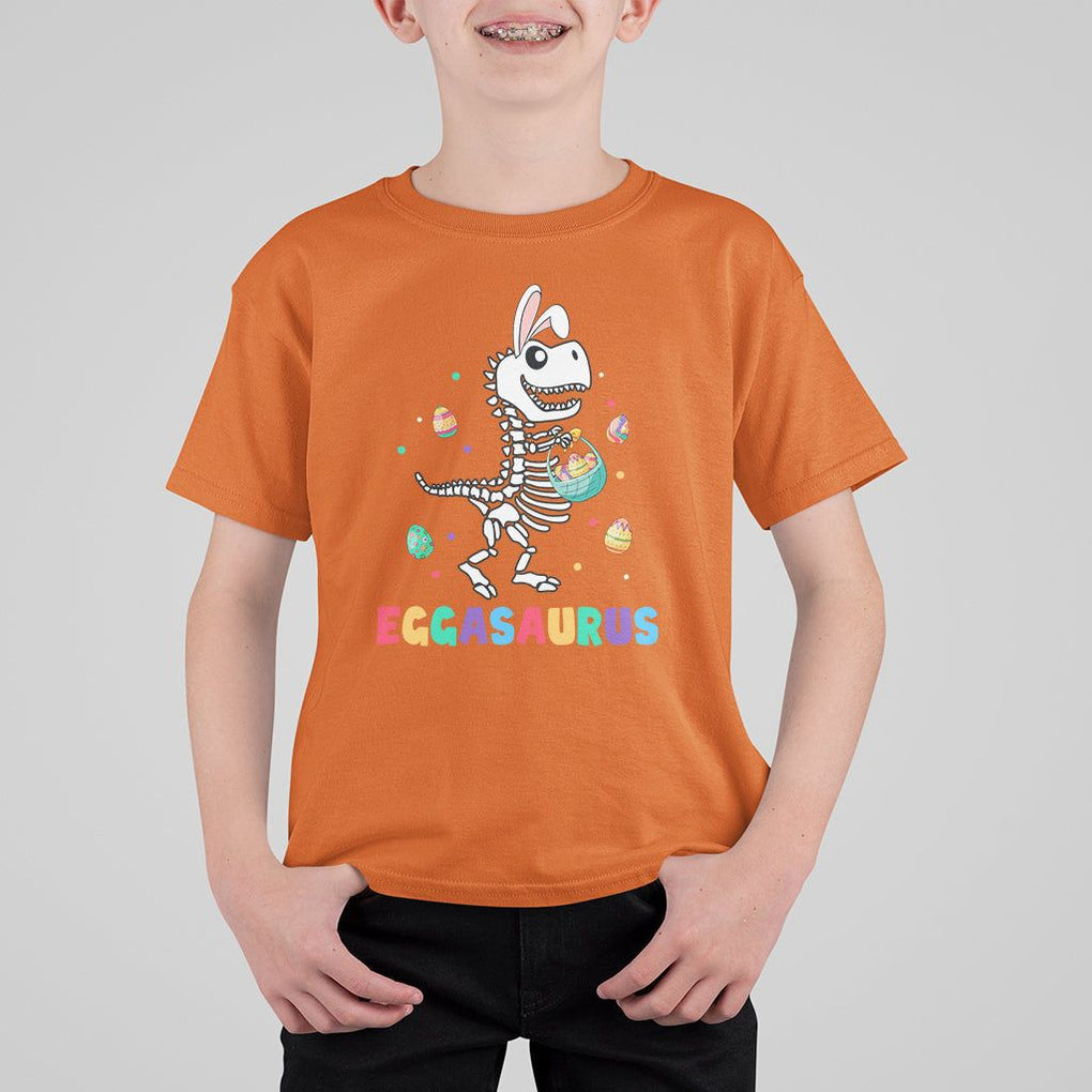 Easter Day T Shirt For Kid Eggasaurus Stegosaurus Dinosaur Egg Bunny TS09 Orange Printyourwear