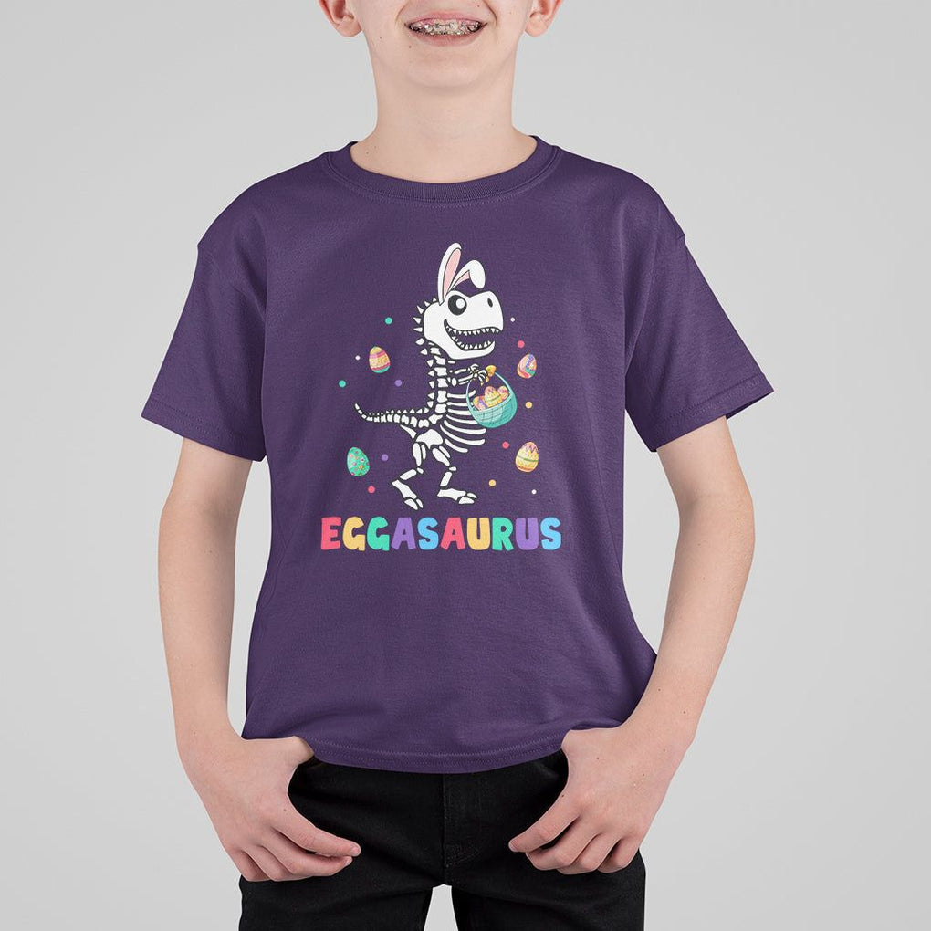 Easter Day T Shirt For Kid Eggasaurus Stegosaurus Dinosaur Egg Bunny TS09 Purple Printyourwear