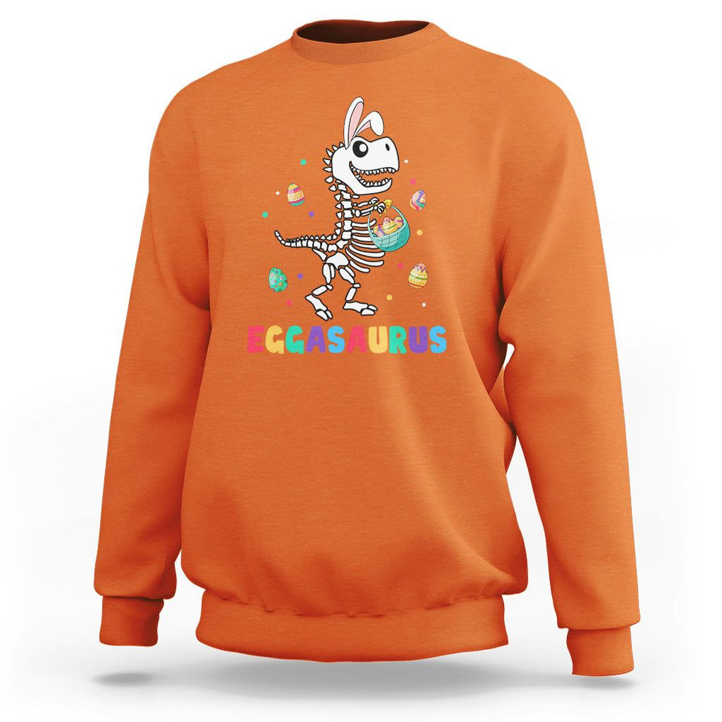 Easter Day Sweatshirt Eggasaurus Stegosaurus Dinosaur Egg Bunny TS09 Orange Printyourwear