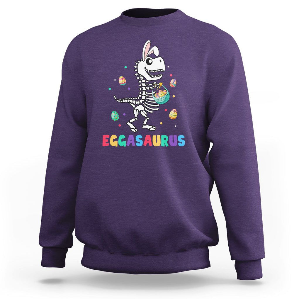 Easter Day Sweatshirt Eggasaurus Stegosaurus Dinosaur Egg Bunny TS09 Purple Printyourwear