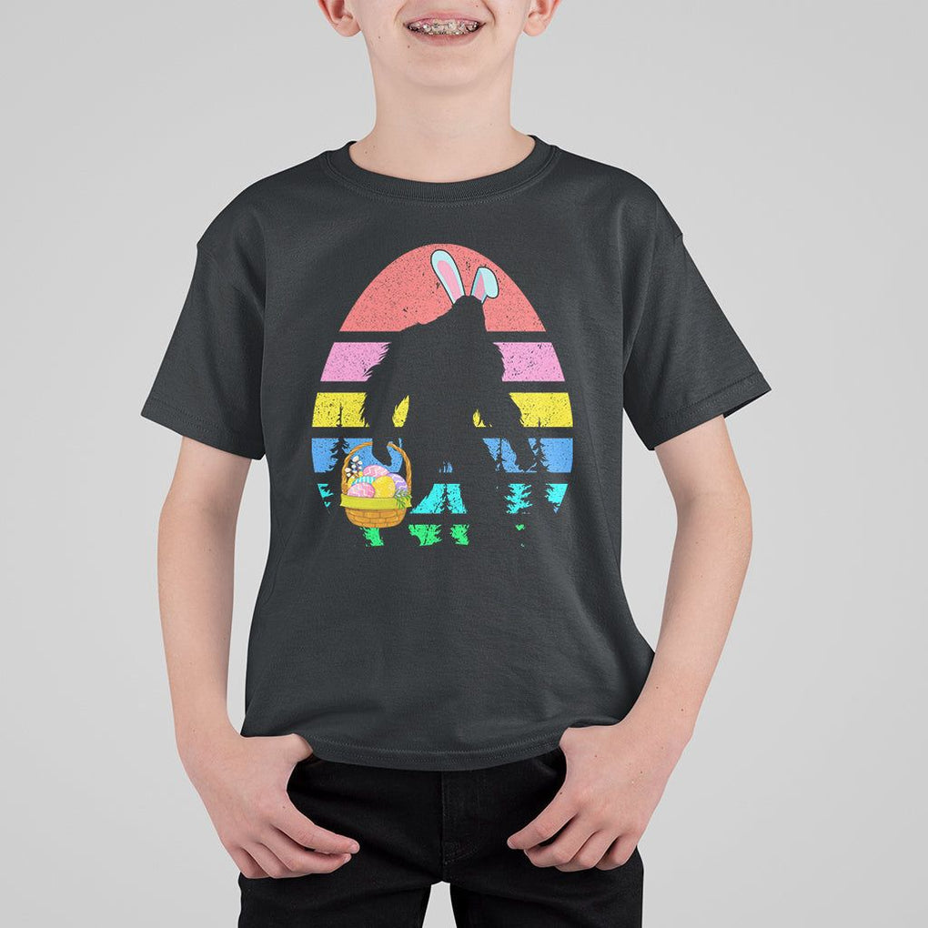 Easter Day Funny Bigfoot Bunny Egg Basket T Shirt For Kid TS09 Black Printyourwear