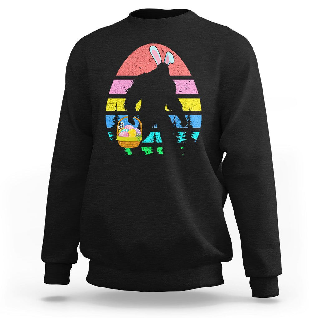 Easter Day Funny Bigfoot Bunny Egg Basket Sweatshirt TS09 Black Printyourwear