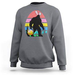 Easter Day Funny Bigfoot Bunny Egg Basket Sweatshirt TS09 Charcoal Printyourwear