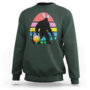Easter Day Funny Bigfoot Bunny Egg Basket Sweatshirt TS09 Dark Forest Green Printyourwear