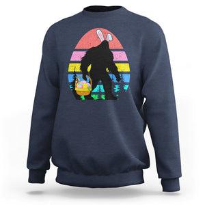 Easter Day Funny Bigfoot Bunny Egg Basket Sweatshirt TS09 Navy Printyourwear