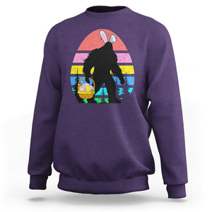 Easter Day Funny Bigfoot Bunny Egg Basket Sweatshirt TS09 Purple Printyourwear