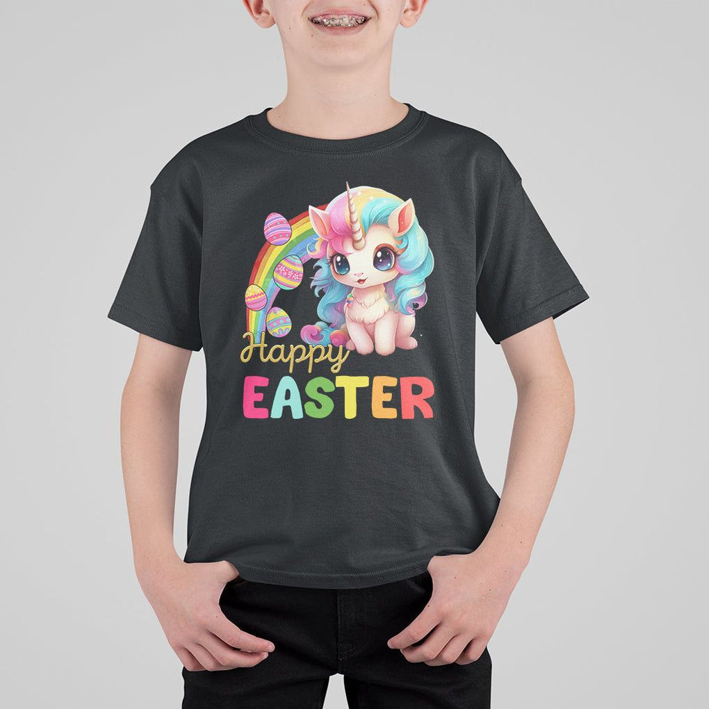 Easter Day Cute Unicorn Bunny Egg Basket T Shirt For Kid TS09 Black Printyourwear