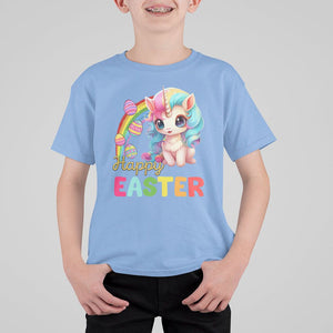Easter Day Cute Unicorn Bunny Egg Basket T Shirt For Kid TS09 Carolina Blue Printyourwear
