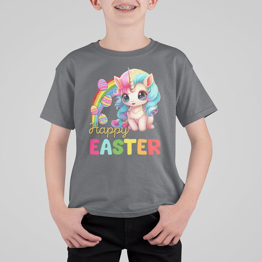 Easter Day Cute Unicorn Bunny Egg Basket T Shirt For Kid TS09 Charcoal Printyourwear