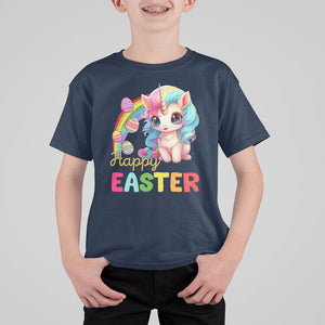 Easter Day Cute Unicorn Bunny Egg Basket T Shirt For Kid TS09 Navy Printyourwear