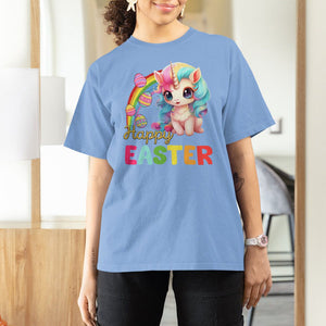 Easter Day Cute Unicorn Bunny Egg Basket T Shirt For Women TS09 Carolina Blue Printyourwear
