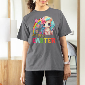 Easter Day Cute Unicorn Bunny Egg Basket T Shirt For Women TS09 Charcoal Printyourwear