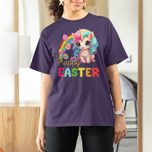 Easter Day Cute Unicorn Bunny Egg Basket T Shirt For Women TS09 Purple Printyourwear