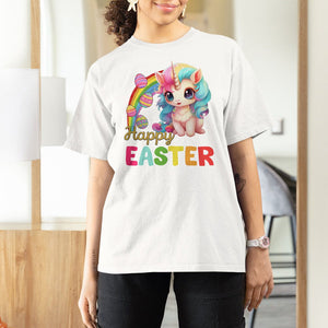 Easter Day Cute Unicorn Bunny Egg Basket T Shirt For Women TS09 White Printyourwear