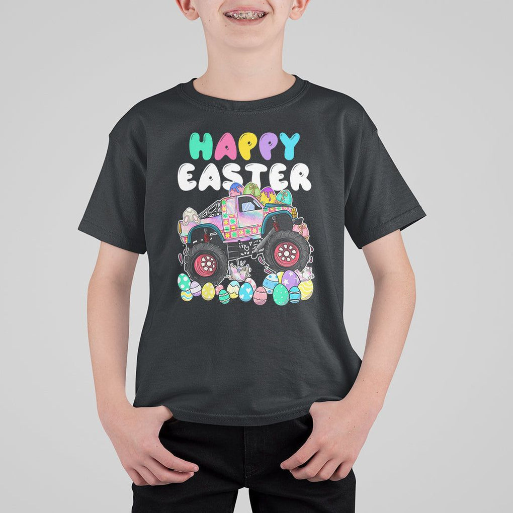 Easter Day Monster Truck Hunting Egg Boys Toddler T Shirt For Kid TS09 Black Printyourwear