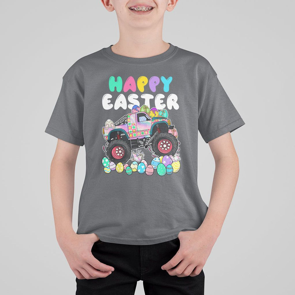 Easter Day Monster Truck Hunting Egg Boys Toddler T Shirt For Kid TS09 Charcoal Printyourwear