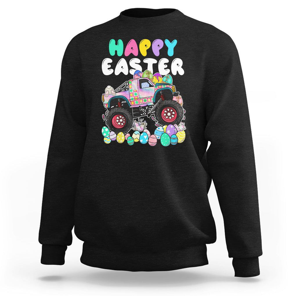 Easter Day Monster Truck Hunting Egg Boys Toddler Sweatshirt TS09 Black Printyourwear