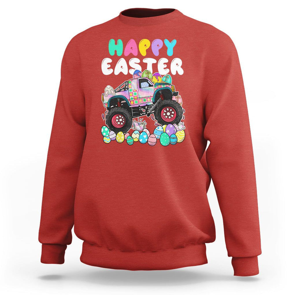 Easter Day Monster Truck Hunting Egg Boys Toddler Sweatshirt TS09 Red Printyourwear