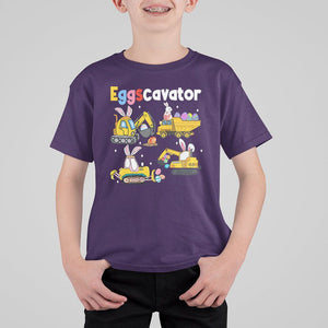 Easter Day T Shirt For Kid Eggscavator Egg Hunt Construction Trucks Toddler Boys TS09 Purple Printyourwear