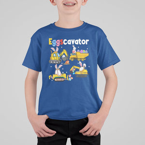 Easter Day T Shirt For Kid Eggscavator Egg Hunt Construction Trucks Toddler Boys TS09 Royal Blue Printyourwear