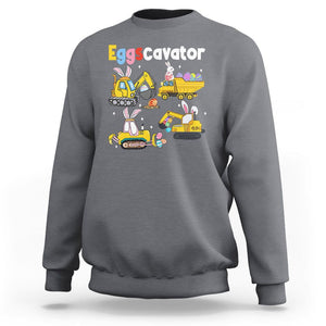 Easter Day Sweatshirt Eggscavator Egg Hunt Construction Trucks Toddler Boys TS09 Charcoal Printyourwear