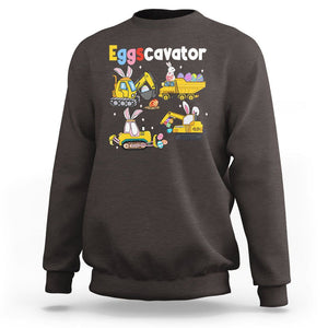 Easter Day Sweatshirt Eggscavator Egg Hunt Construction Trucks Toddler Boys TS09 Dark Chocolate Printyourwear